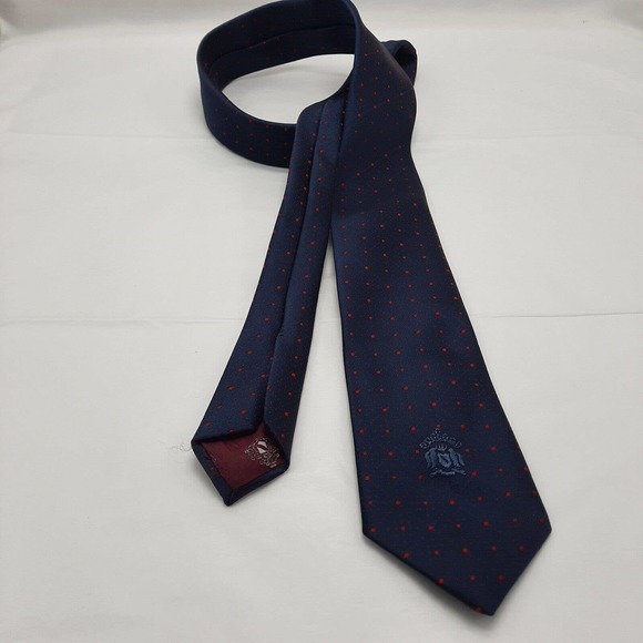 Vintage Oleg Cassini Burma Tie Designer Mens Blue Navy Business Office - Picture 5 of 5